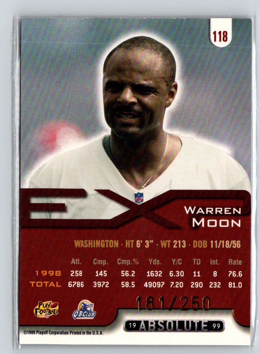 1999 Playoff Absolute EXP #118 Warren Moon Tools of the Trade #/250 F32