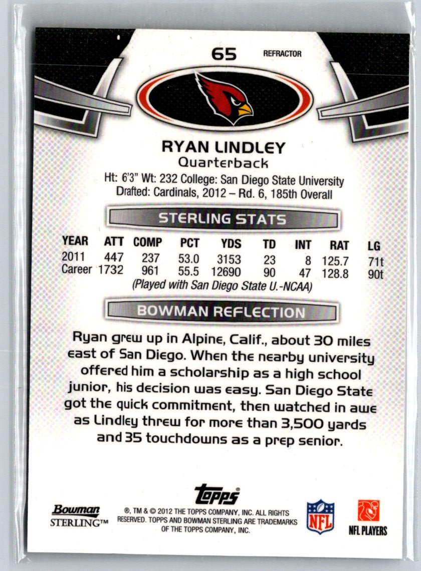 2012 Bowman Sterling #65 Ryan Lindley Gold Refractors #/50 F33
