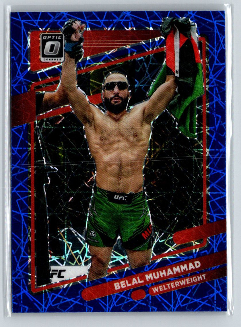 2022 Donruss Optic UFC #59 Belal Muhammad Blue Velocity F33