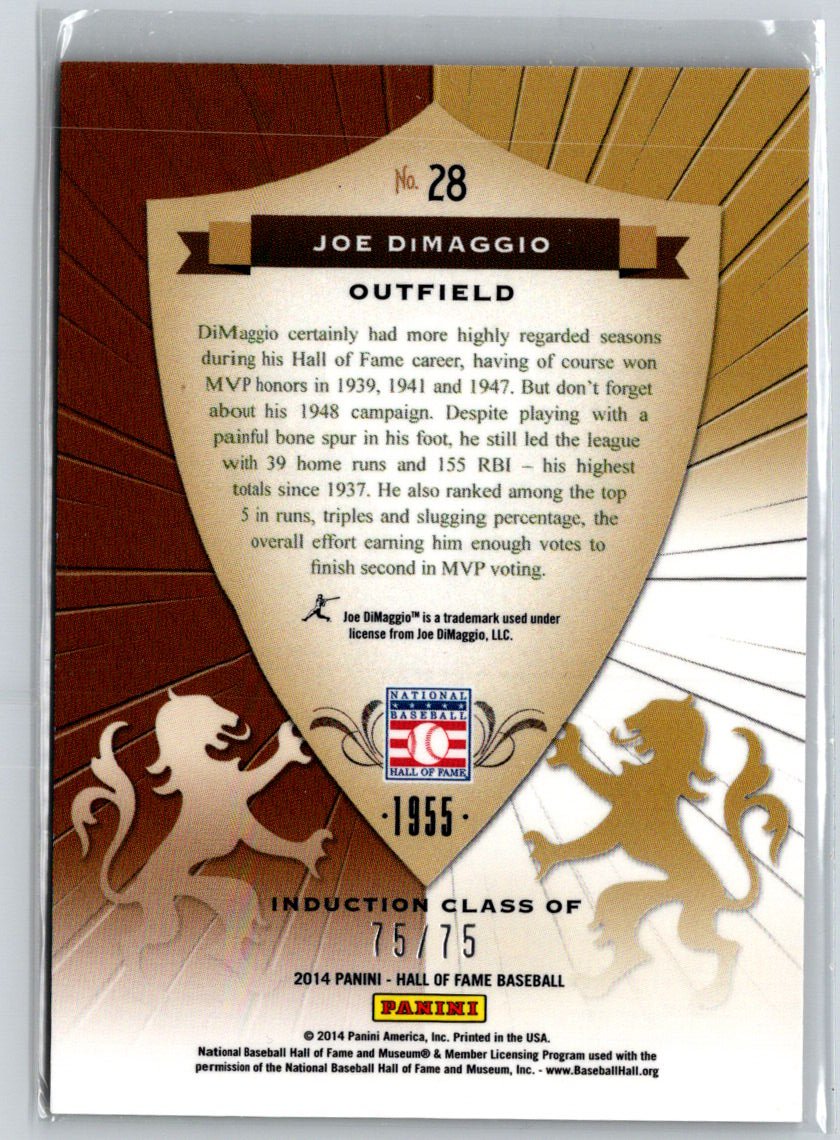 2014 Panini Hall of Fame 75th Year Anniversary Crusades Red Joe DiMaggio /75 F34