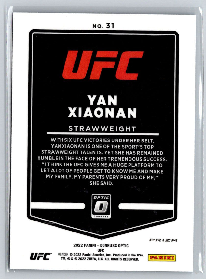 2022 Donruss Optic UFC #31 Yan Xiaonan Blue Velocity F34