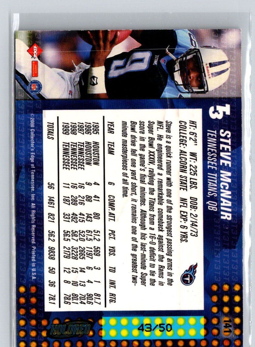 2000 Collector's Edge T3 #141 Steve McNair HoloRed #/50 F35