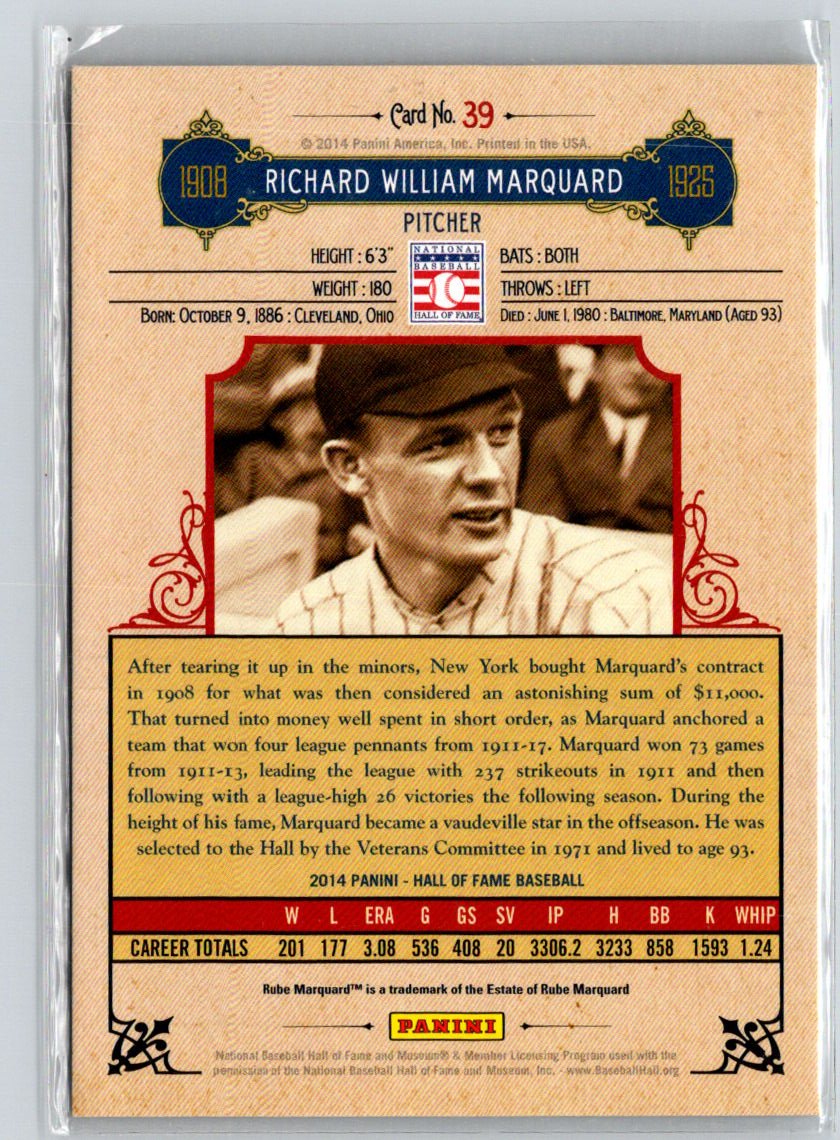 2014 Panini HOF 75th Anniversary - Blue Frame Red #39 Rube Marquard #/50 F35