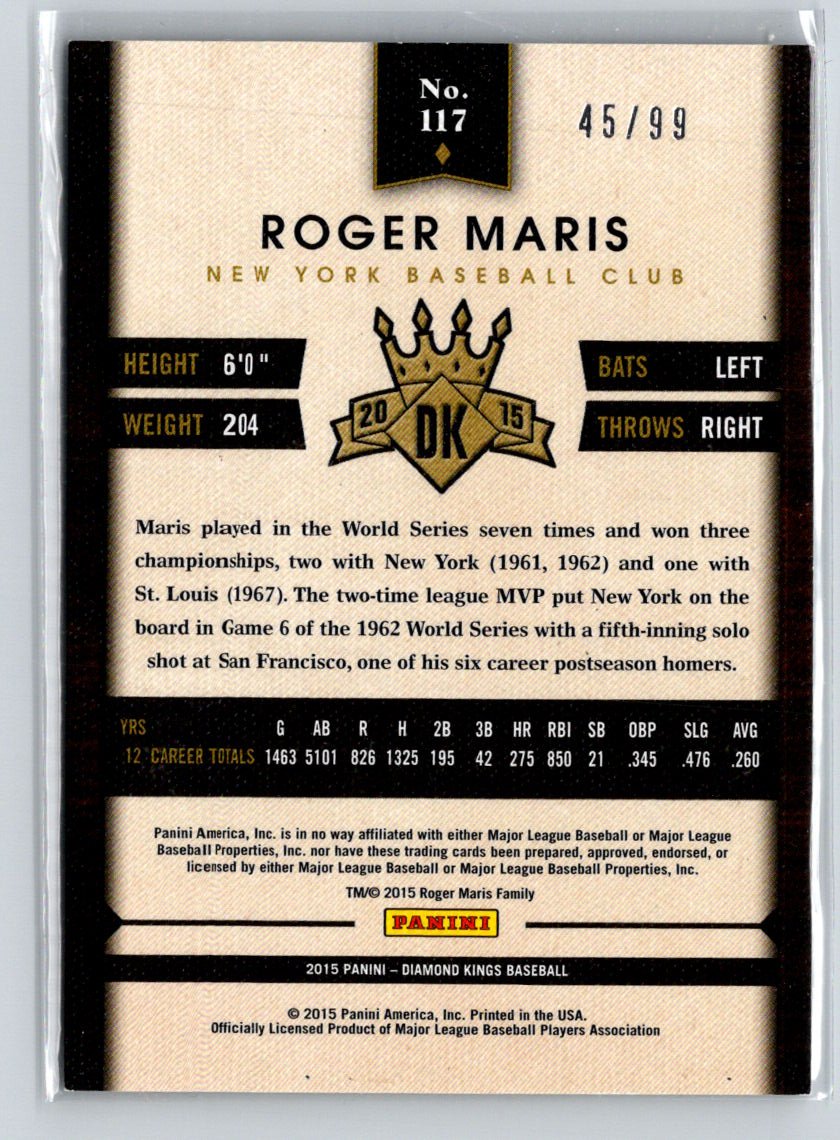 2015 Panini Diamond Kings #117 Roger Maris Framed Blue #/99 F36