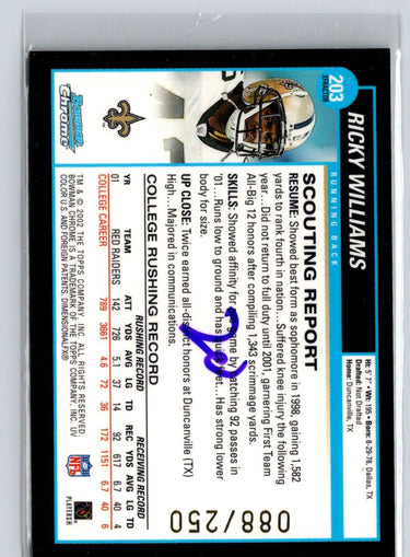 2002 Bowman Chrome #203 Ricky Williams Xfractors #/250 F37