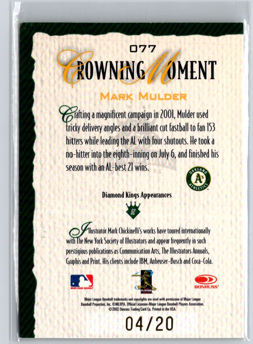2002 Donruss Diamond Kings #77 Mark Mulder Hawaii Trade Conference /20 F38