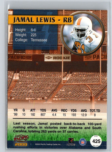 2000 Pacific #425 Jamal Lewis Platinum Blue Draft Picks #/399 F38