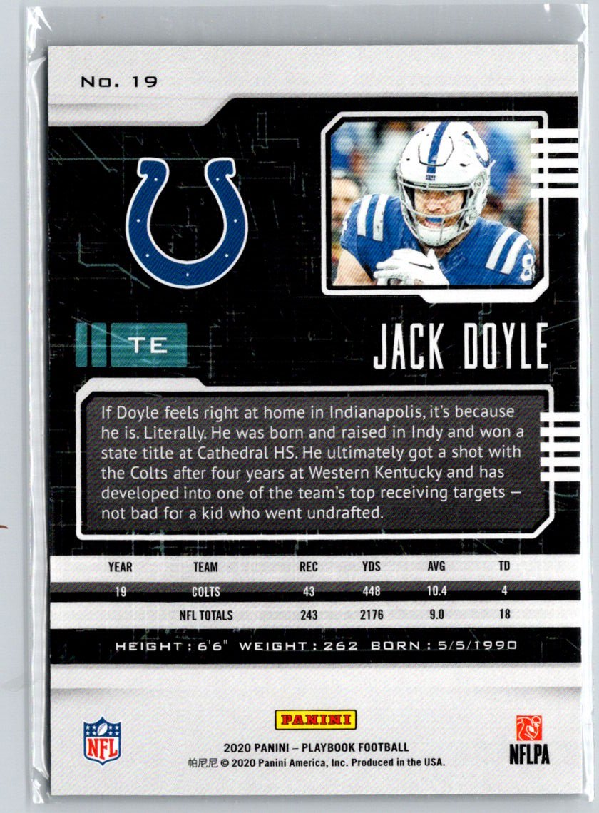 2020 Panini Playbook #19 Jack Doyle Platinum #/25 F38