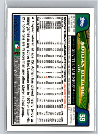 2008 Topps Chrome #59 Adrian Beltre Copper Refractors #/599 F39