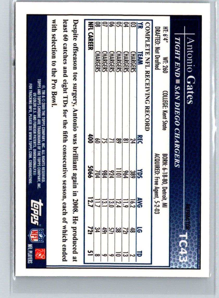 2009 Topps Chrome #TC43 Antonio Gates Xfractors F39