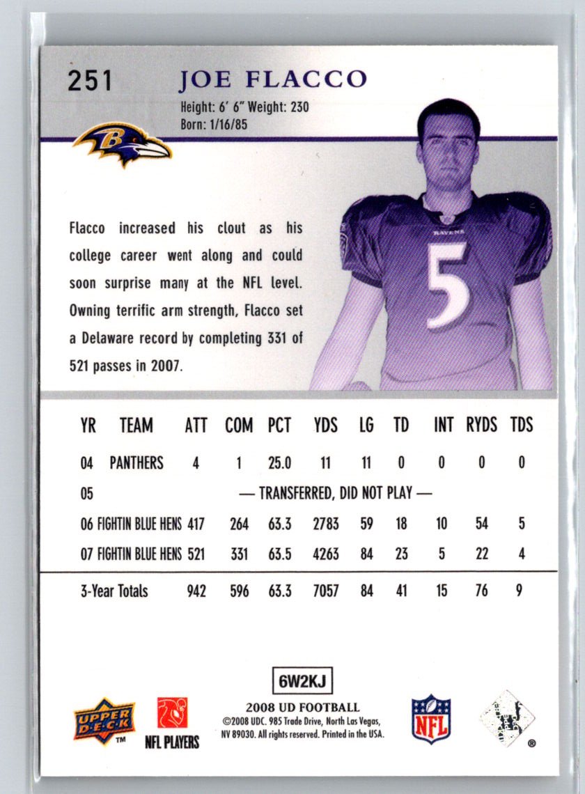 2008 Upper Deck #251 Joe Flacco F39