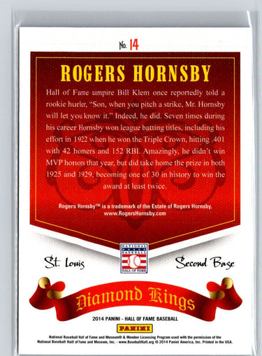 2014 Panini Hall of Fame Diamond Kings Blue #14 Rogers Hornsby #/50 F39
