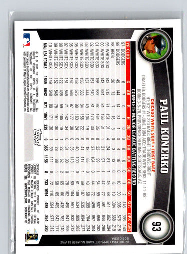 2011 Topps #93 Paul Konerko Black Border F39