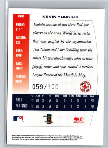2005 Donruss Team Heroes #62 Kevin Youkilis Showdown Bronze #/100 F40