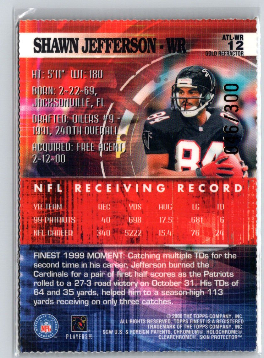 2000 Finest #12 Shawn Jefferson Gold Refractors #/300 F40