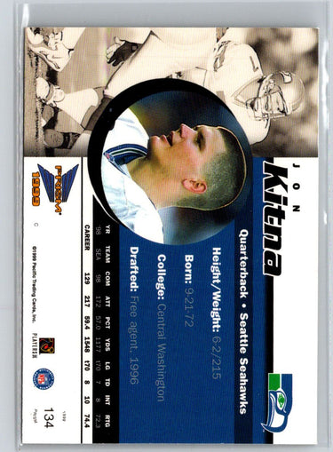 1999 Pacific Prism #134 Jon Kitna Holographic Gold #/480 F40