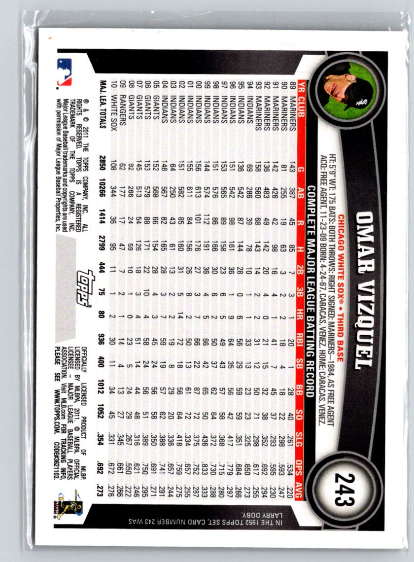 2011 Topps #243 Omar Vizquel Black Border F40