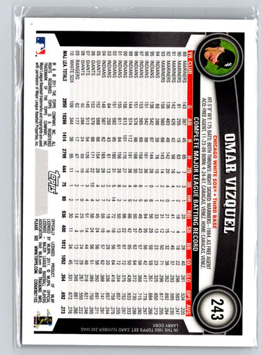 2011 Topps #243 Omar Vizquel Black Border F40