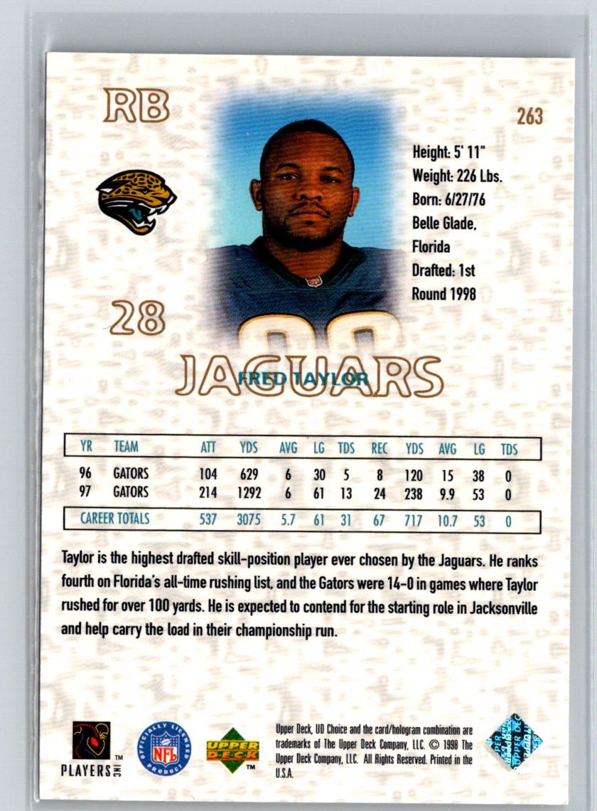 1998 UD Choice #263 Fred Taylor Choice Reserve F41