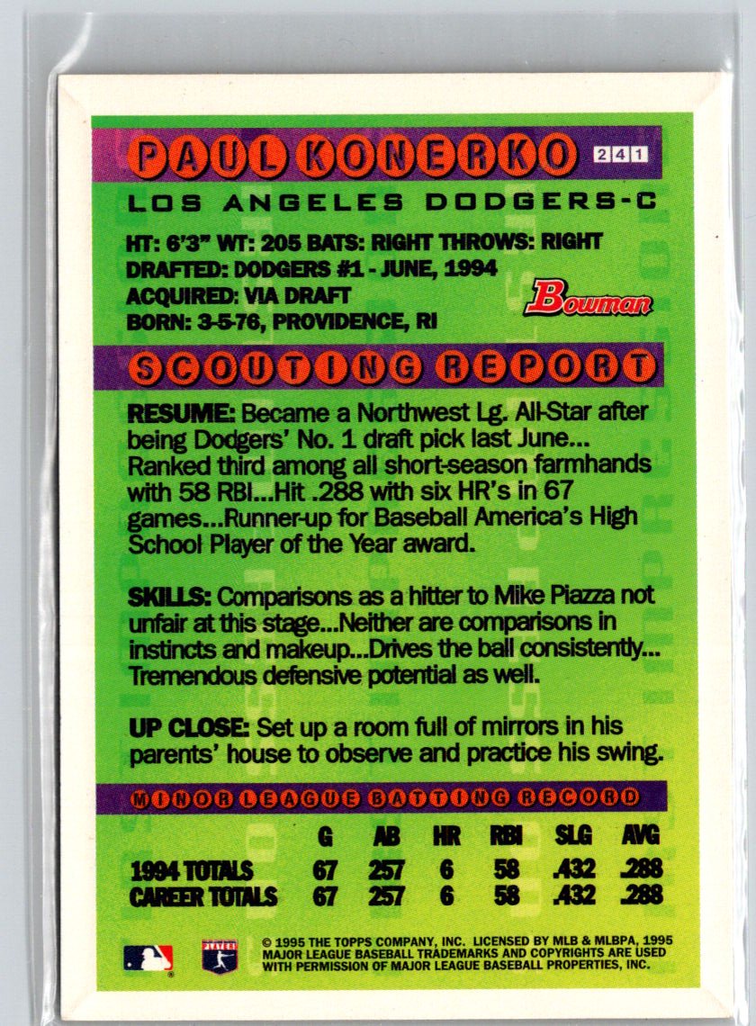 1995 Bowman #241 Paul Konerko Gold Foil F41