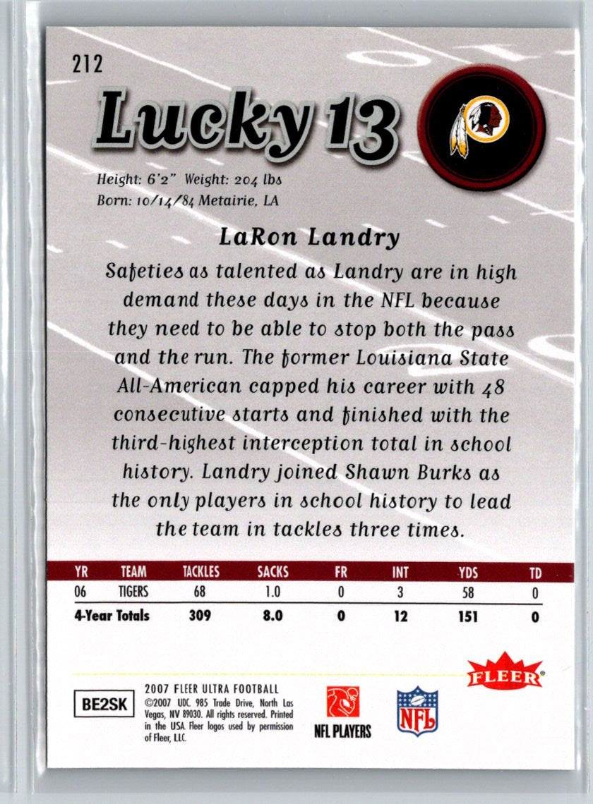 2007 Ultra #212 LaRon Landry Retail F41