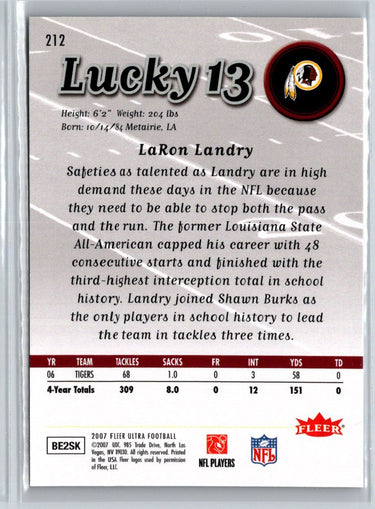 2007 Ultra #212 LaRon Landry Retail F41