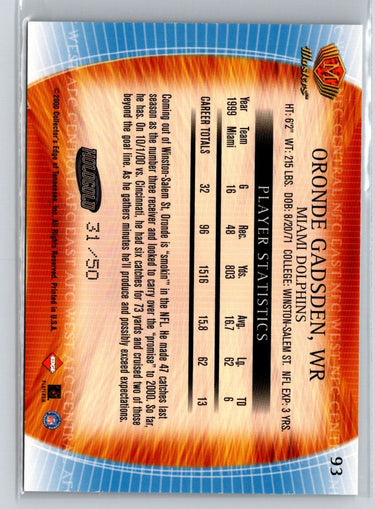 2000 Collector's Edge Masters #93 Oronde Gadsden HoloGold #/50 F41