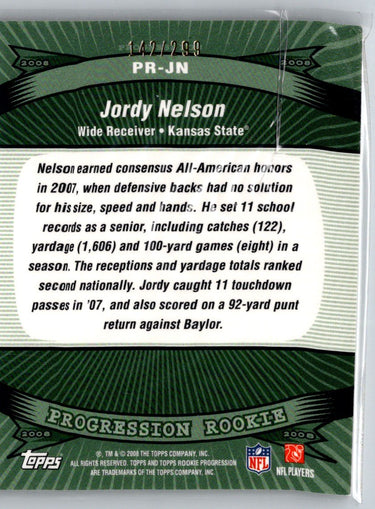 2008 Topps Rookie Progression #PR-JN Jordy Nelson Rookies Silver #/299 F41