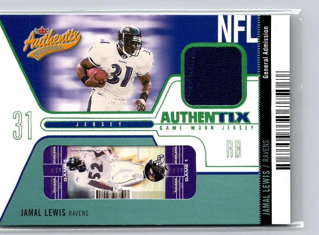 2004 Fleer Authentix #JA-JL Jamal Lewis Jersey Authentix  #/350 F41