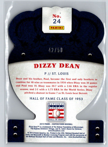 2015 Panini Cooperstown #24 Dizzy Dean HOF Crown Royale Die Cut Purple #/50 F42