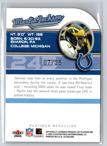 2005 Ultra #245 Marlin Jackson Platinum Medallion #/25 F42