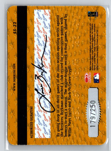 2002 Donruss Studio #SS-32 Lance Berkman Stars Gold #/250 F43