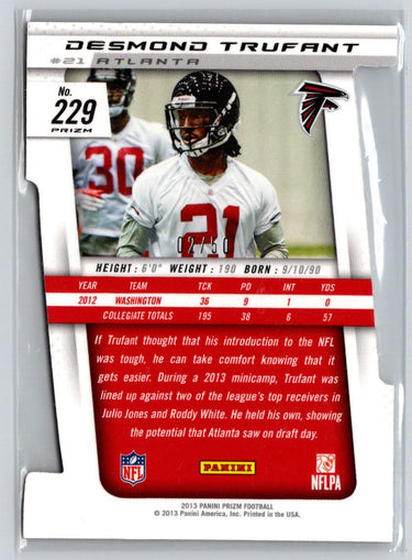 2013 Panini Prizm #229 Desmond Trufant Prizms Orange Die Cut #/50 F43