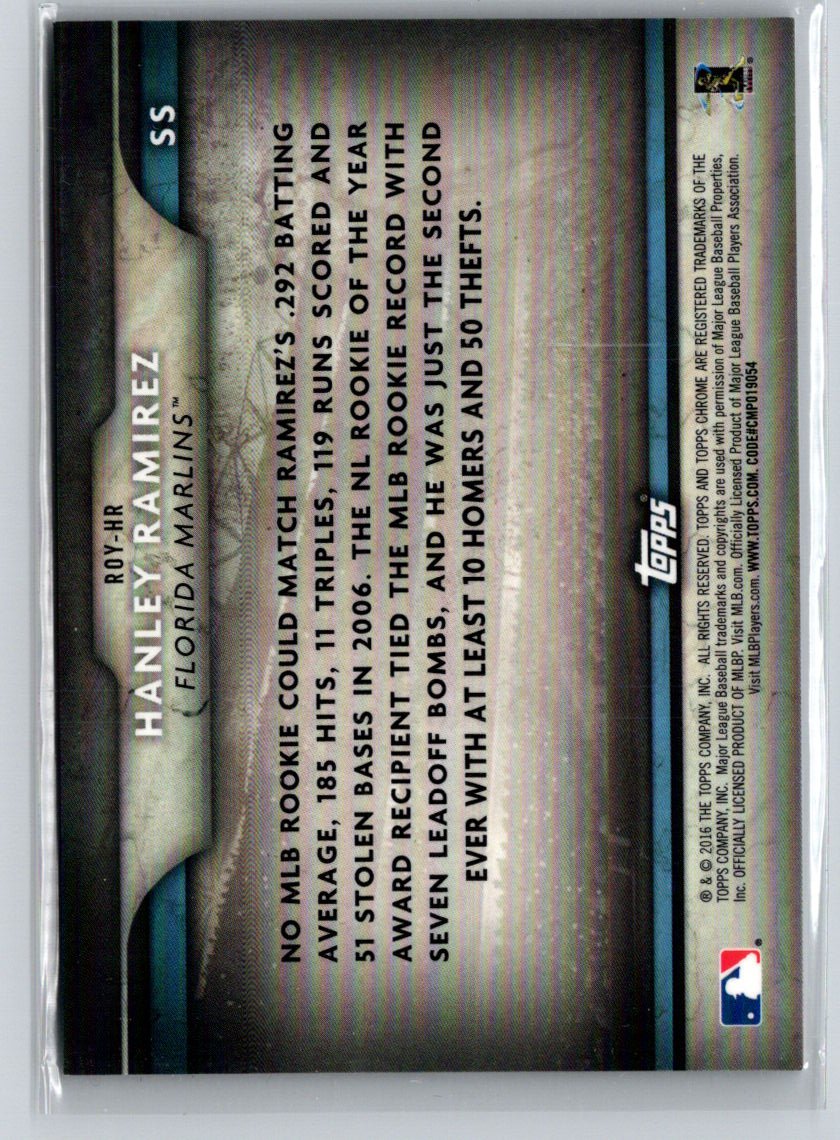 2016 Topps Chrome #ROY-HR Hanley Ramirez ROY Chronicles Orange #/25 F43