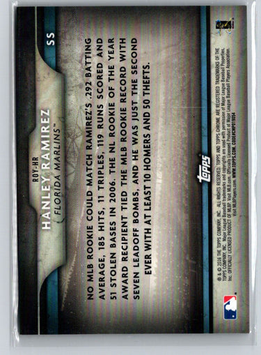 2016 Topps Chrome #ROY-HR Hanley Ramirez ROY Chronicles Orange #/25 F43