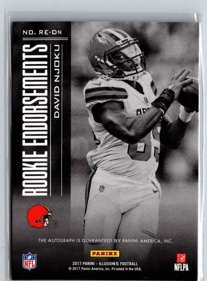 2017 Panini Illusions #RE-DN David Njoku Rookie Endorsements Blue #/50 F43