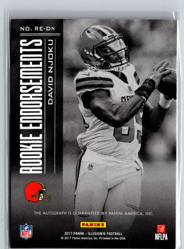 2017 Panini Illusions #RE-DN David Njoku Rookie Endorsements Blue #/50 F43