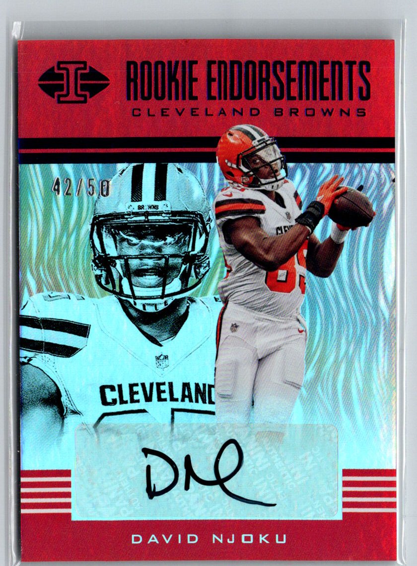 2017 Panini Illusions #RE-DN David Njoku Rookie Endorsements Blue #/50 F43