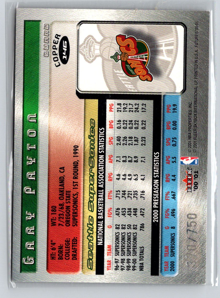 2000-01 Fleer Futures #146 Gary Payton Copper #/750 F43