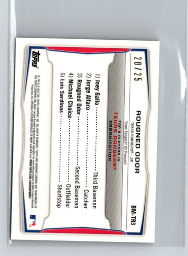 2014 Bowman #BM-TR3 Rougned Odor Chrome Mini Gold Refractors #/25 F43