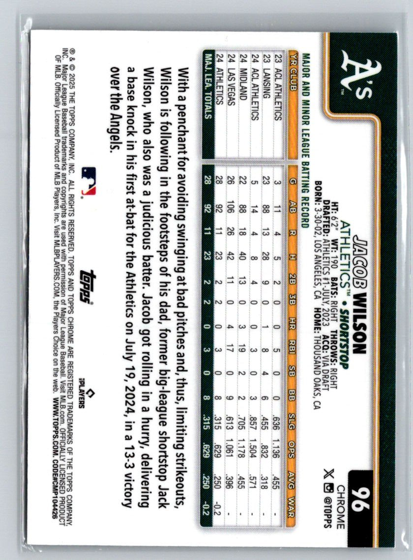 2025 Topps Chrome #96 Jacob Wilson G01