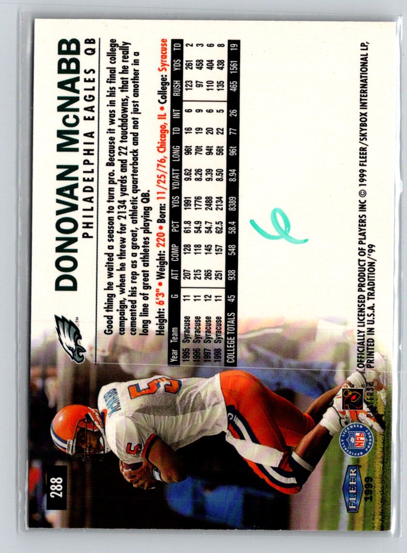 1999 Fleer Tradition #288 Donovan McNabb G01