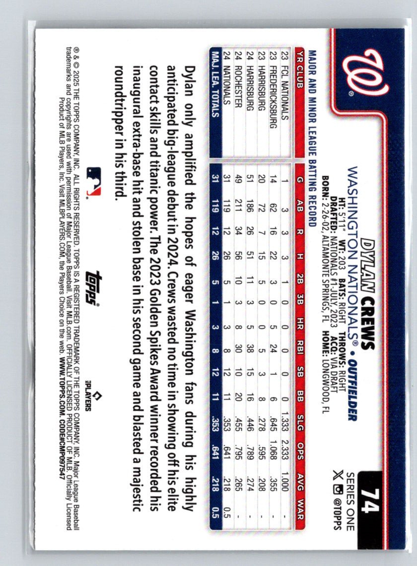2025 Topps #74 Dylan Crews G02