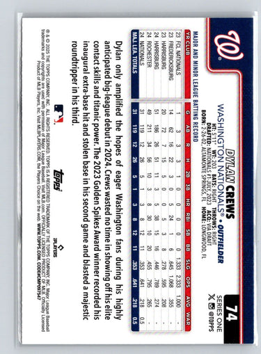 2025 Topps #74 Dylan Crews G02