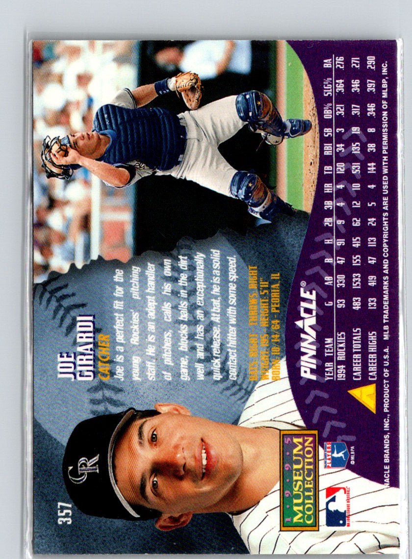 1995 Pinnacle #357 Joe Girardi Museum Collection G03