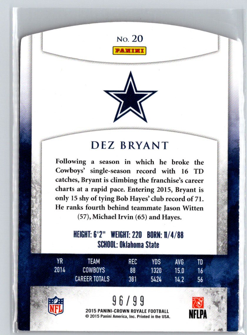 2015 Panini Crown Royale #20 Dez Bryant Retail Red #/99 G04