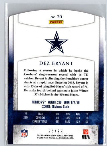 2015 Panini Crown Royale #20 Dez Bryant Retail Red #/99 G04