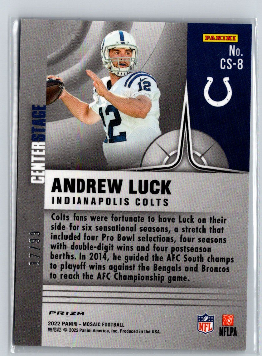 2022 Panini Mosaic #CS-8 Andrew Luck Centerstage Mosaic Blue #/99 G04