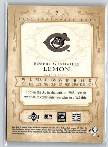 2005 SP Legendary Cuts #7 Bob Lemon HoloFoil #/50 G04