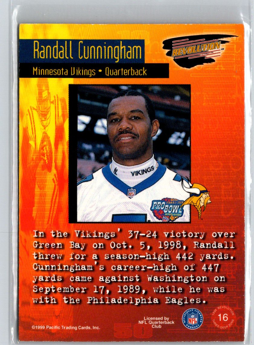 1999 Pacific Revolution #16 Randall Cunningham Three-Deep Zone Silver #/199 G07